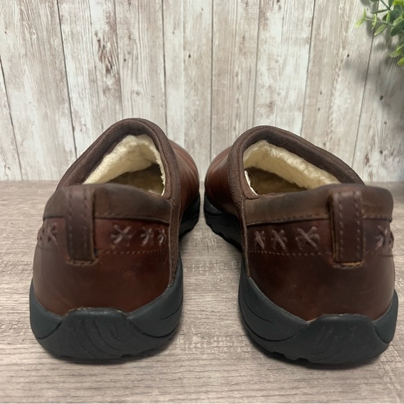 L.L. Bean Brown Leather Loafers Slip-Ons Shearling Lined 6 - Picture 4 of 7